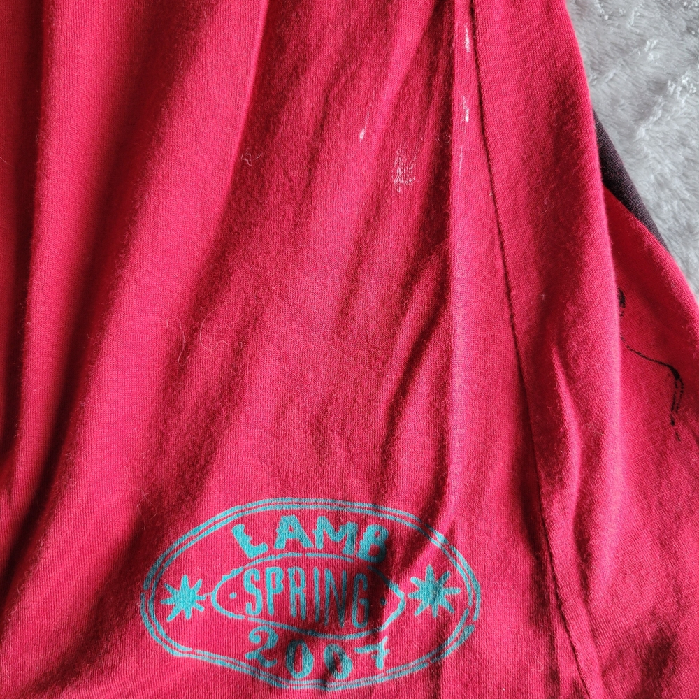 L.A.M.B. Red Muscle Tee with Gold Lamb Graphic - Picture 5 of 5